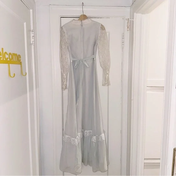 Vintage Gunne Sax Era Lace Long Sleeve Boho Bohemian Maxi Dress Cottagecore - Picture 4 of 11